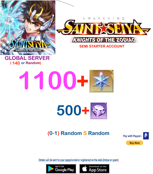 (Global Server)  1100 Advanced Gems Saint Seiya Awakening KOTZ Semi Starter Account
