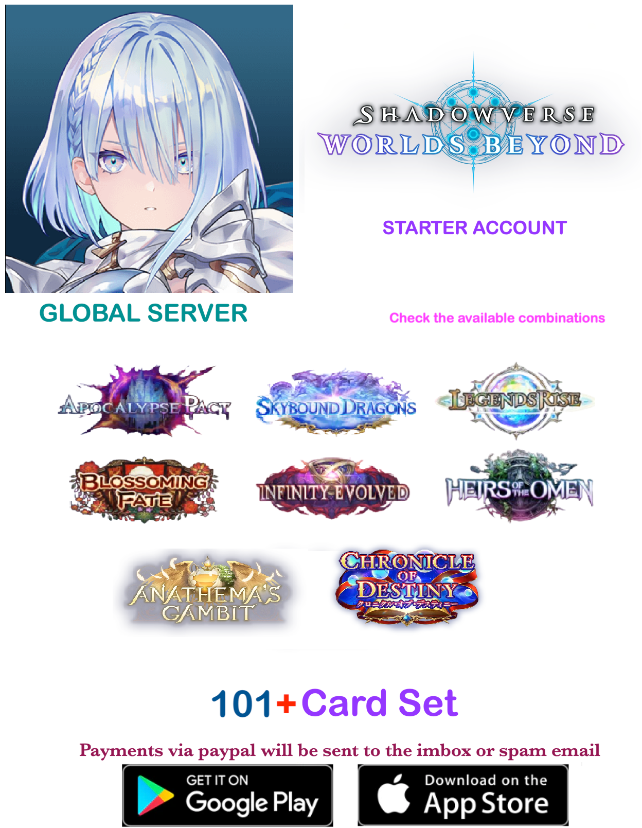 [Global Server/INSTANT DELIVERY] x 101 Packs  Shadowverse: Worlds Beyond Starter Account v2