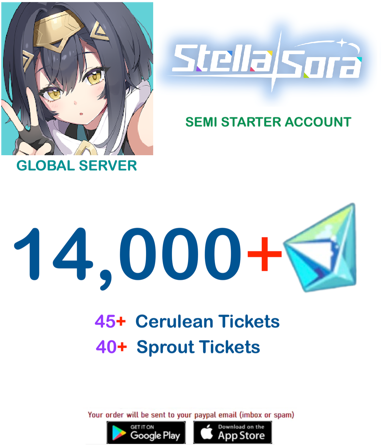 (Global Server)  ?? Gems  Stella Sora  Semi-Starter Account