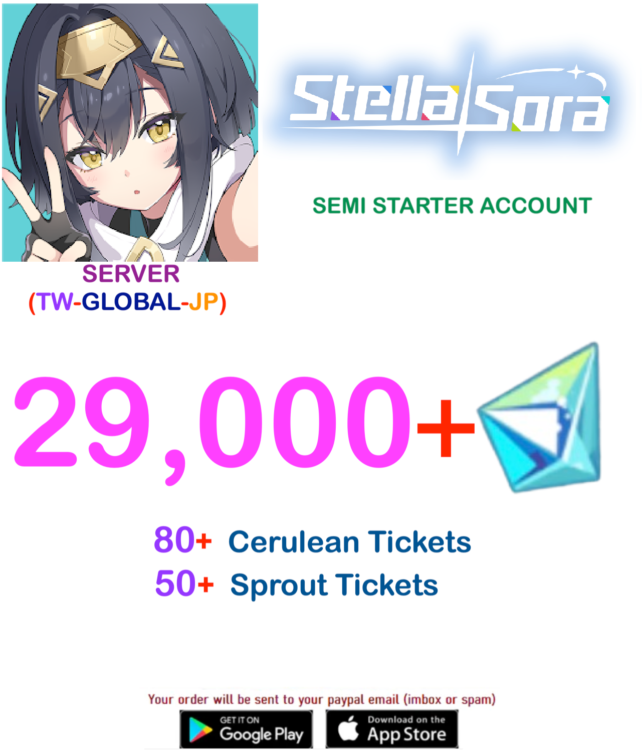 (Global-Jp-Tw-Kr Server)  ?? Gems  Stella Sora  Semi-Starter Account v2