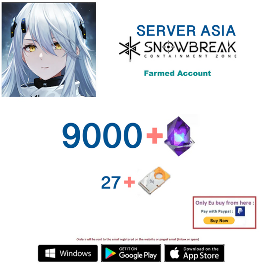 (Global / Asia  Server)  9000+ DigiCash 27+ Recruitment Tickets  Snowbreak Containment Zone Farmed Reroll Account