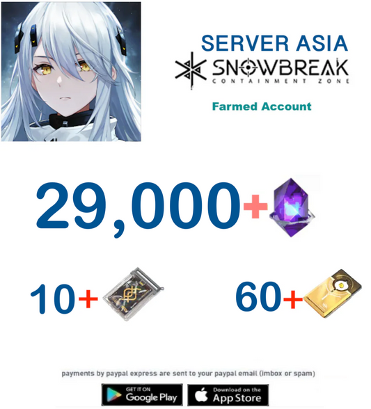(Global / Asia Server)  29.000+ DigiCash Snowbreak Containment Zone Farmed Reroll Account
