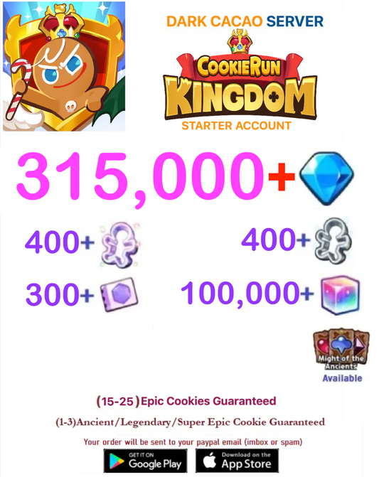 [GLOBAL/All Servers] 315,000+ Gems Cookie Run: Kingdom Starter Reroll Account