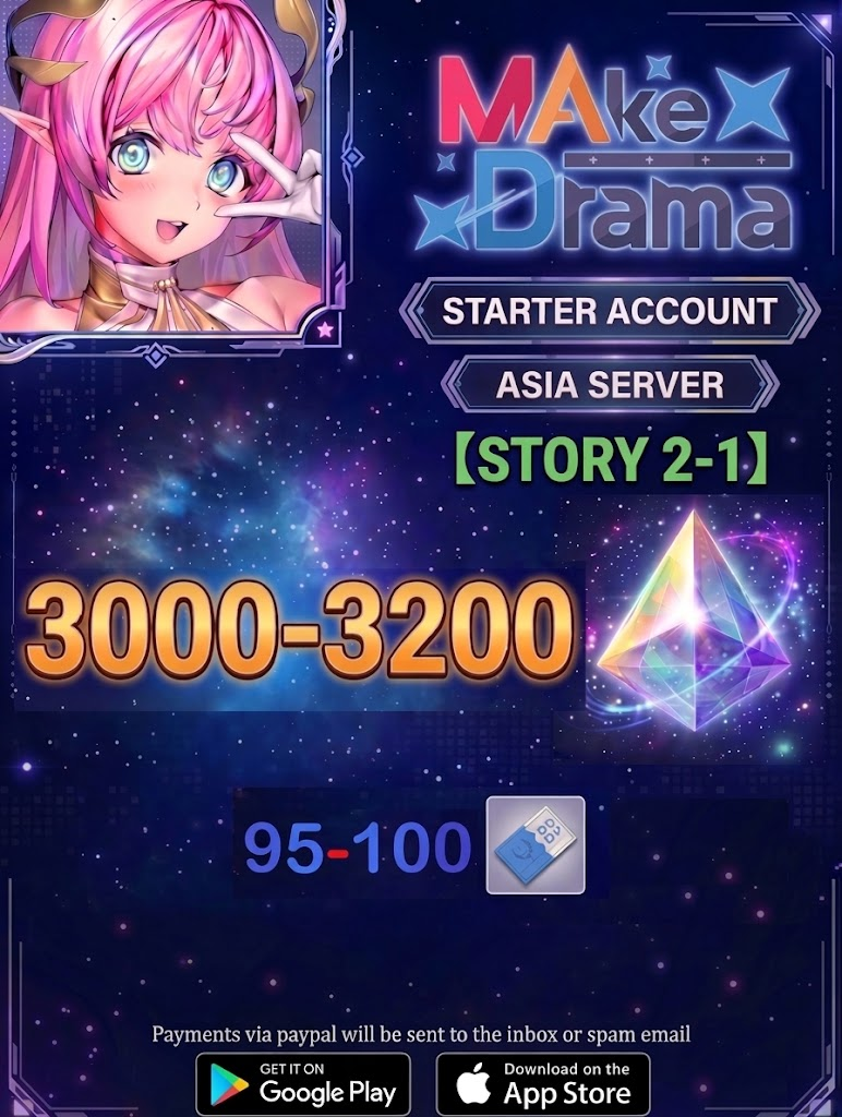 (ASIA SERVER) ?? + Gems Make Drama : MAD Starter Account Account v2