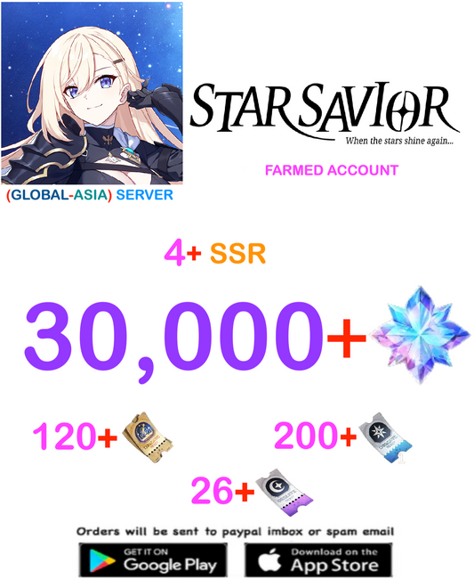 [GLOBAL - ASIA  SERVER] ?? + Gems  Star Savior Semi Starter Account v3