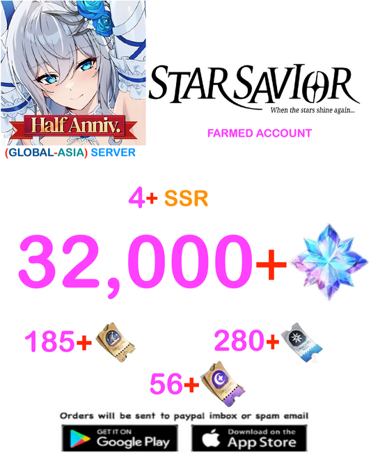 [GLOBAL - ASIA  SERVER] ?? + Gems  Star Savior Semi Starter Account v3
