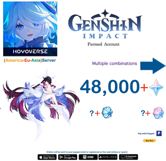 ⭐[All Servers]⭐  48,000 Primogems + Colombina   - Multiple combinations - Genshin Impact Reroll Farmed Account