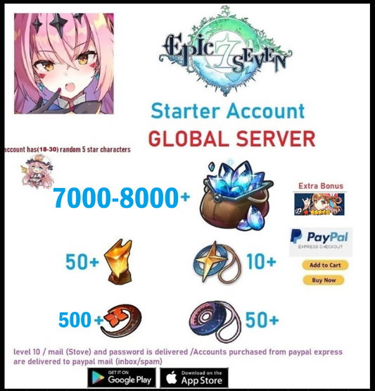 [Global Server ] ⭐ 7000-8000  Skystone - Tamarinne (18-30)5⭐  EPIC SEVEN Fresh Starter Account