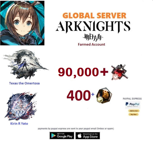 [Global Server] 90,000 +Orundum + Texas the Omertosa + Kirin R Yato+ 1-(5*)  Arknights Farmed Account