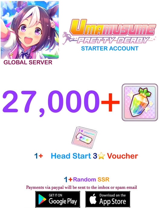 [GLOBAL SERVER] ⭐27000+ Gems⭐  Uma Musume Pretty Derby Starter Reroll Account v4