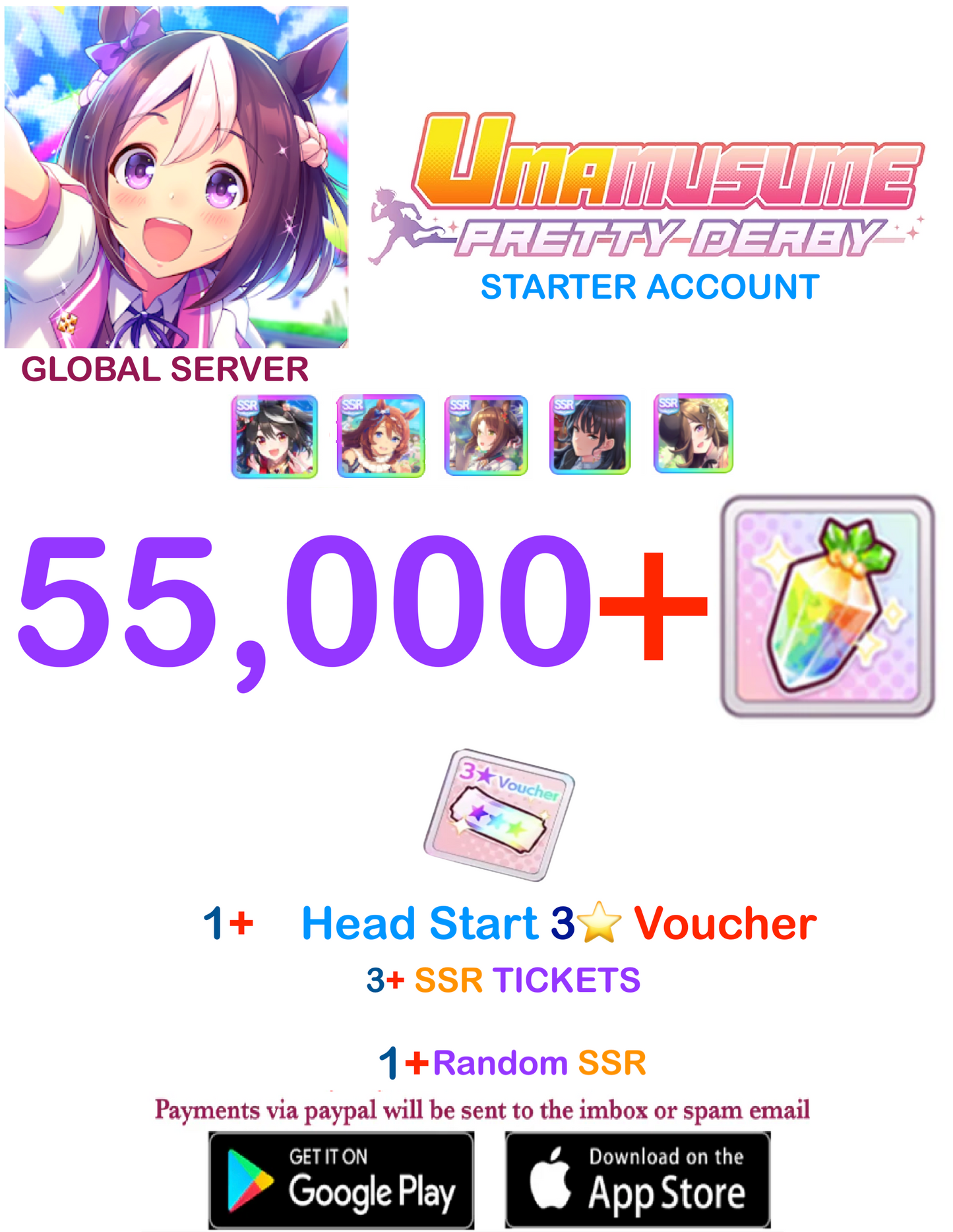 [GLOBAL SERVER] ⭐ ??+ Gems⭐  Uma Musume Pretty Derby Starter Reroll Account v4