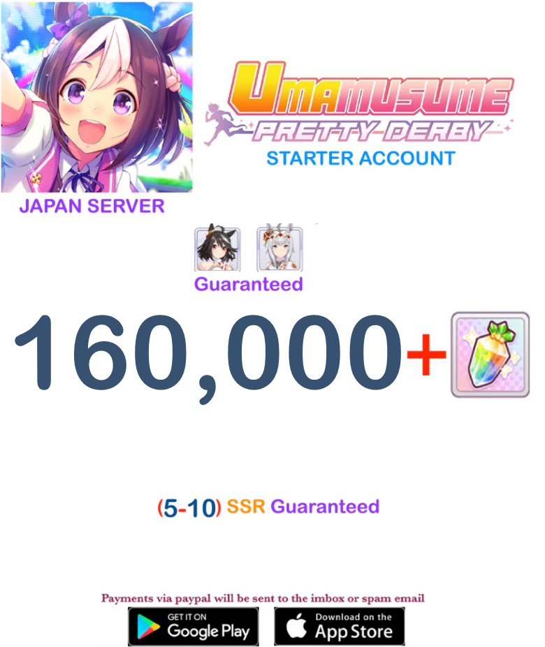 [JAPAN SERVER] 160000 + Gems Uma Musume Pretty Derby Starter Reroll Account v8