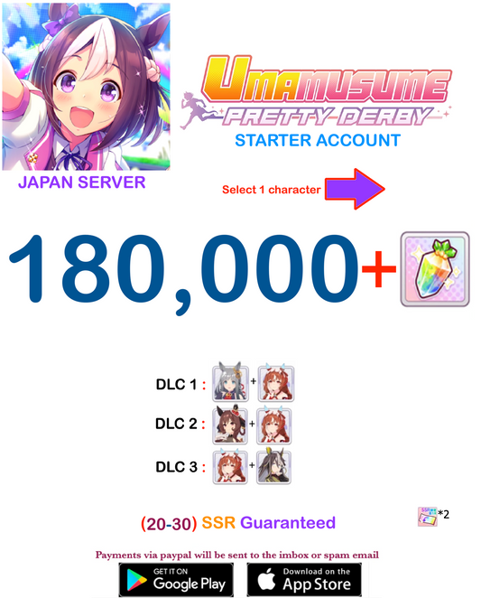 [JAPAN SERVER] 180000 + Gems Uma Musume Pretty Derby Starter Reroll Account v6