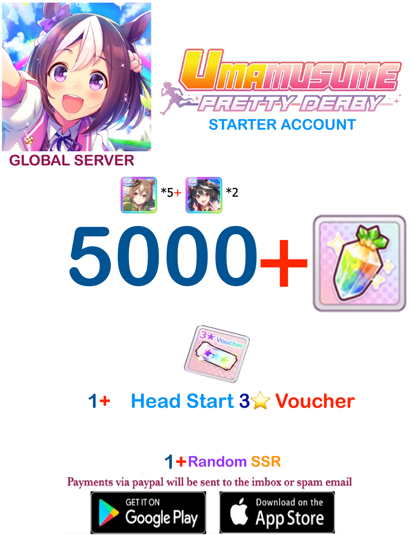 [GLOBAL SERVER] ?? + Gems Uma Musume Pretty Derby Starter Reroll Account