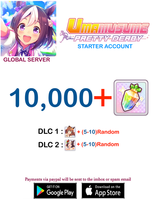 [GLOBAL SERVER]  ??  + Gems + x ??  Kitasan Black Card x 4    Uma  Musume Pretty Derby Starter Reroll Account