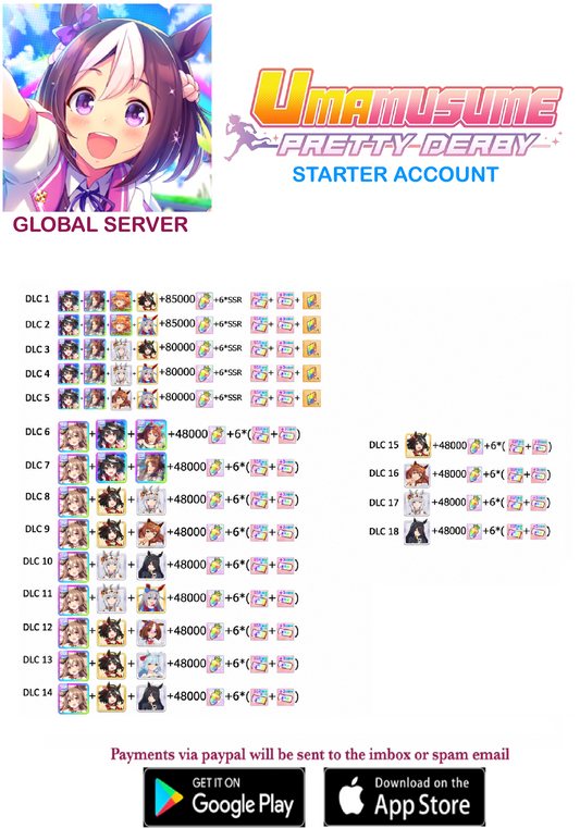 [GLOBAL SERVER]  ??  + Gems + x ??  Uma  Musume Pretty Derby Starter Reroll Account