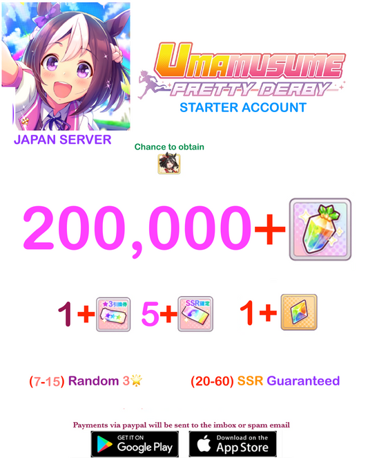[JAPAN SERVER]  200.000 + Gems Uma Musume Pretty Derby Starter Reroll Account