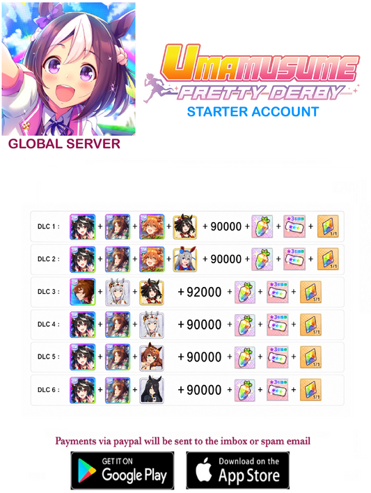 [GLOBAL SERVER]  ??  + Gems + x ??  Uma  Musume Pretty Derby Starter Reroll Account