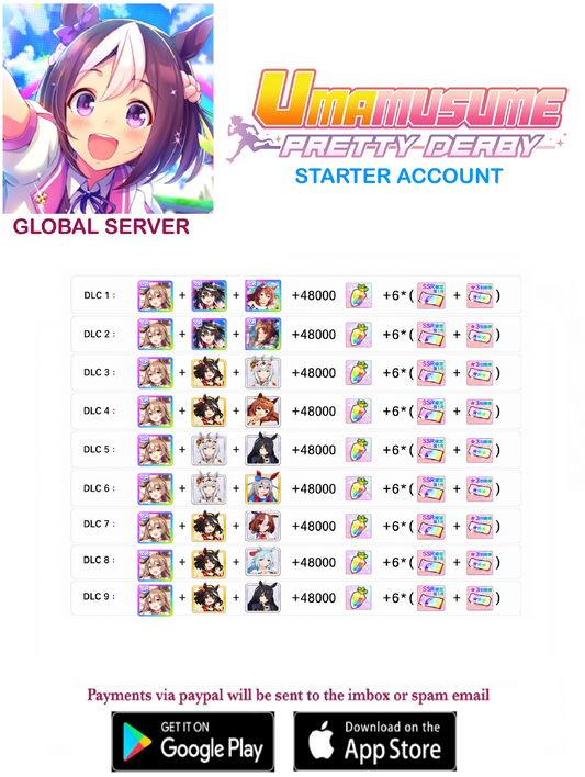 [GLOBAL SERVER]  ??  + Gems + x ??  Uma  Musume Pretty Derby Starter Reroll Account v2
