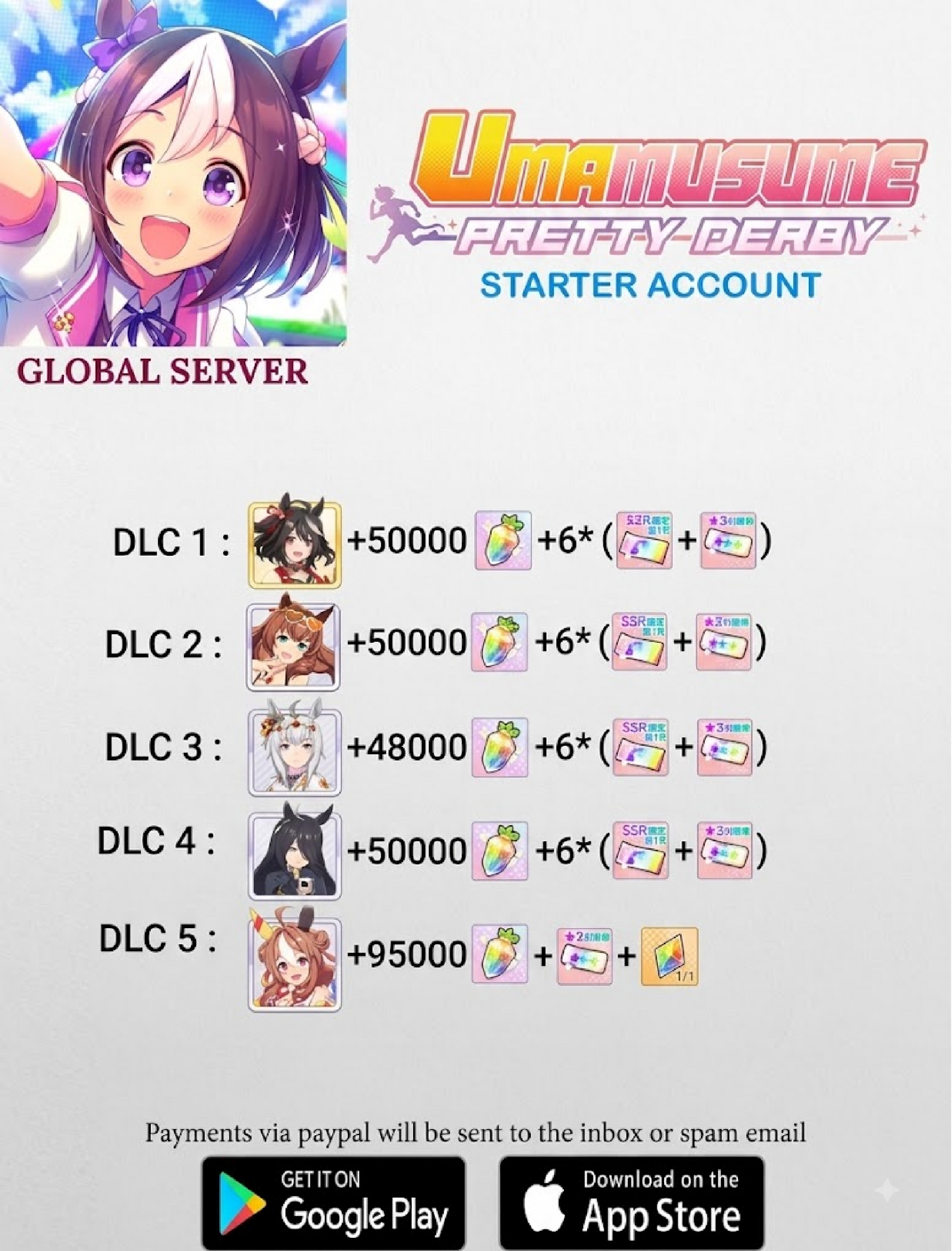 [GLOBAL SERVER]  ??  + Gems +   Uma  Musume Pretty Derby Starter Reroll Account v10