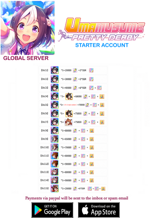 [GLOBAL SERVER]  ??  + Gems + x ??  Uma  Musume Pretty Derby Starter Reroll Account v3