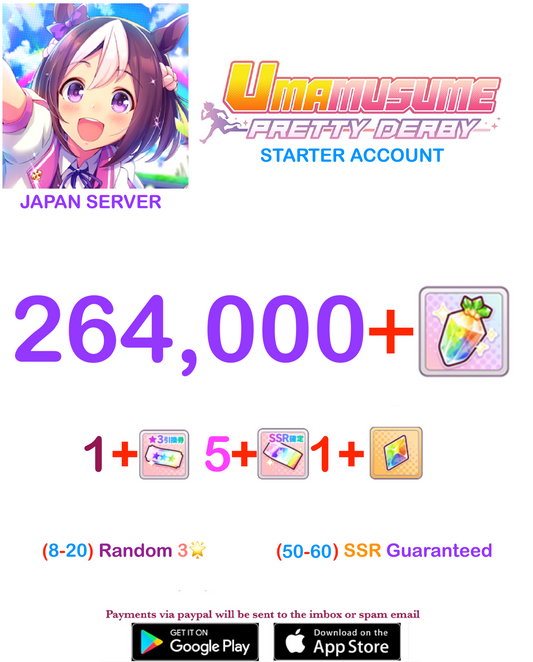 [JAPAN SERVER]  264.000 + Gems Uma Musume Pretty Derby Starter Reroll Account