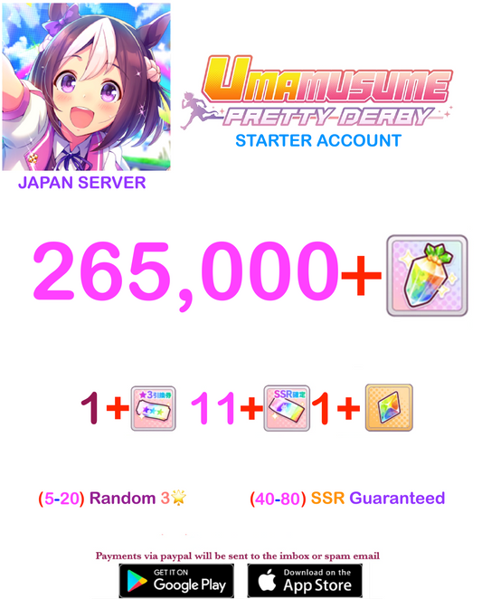 [JAPAN SERVER]  265.000 + Gems Uma Musume Pretty Derby Starter Reroll Account