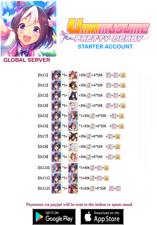 [GLOBAL SERVER]  ??  + Gems + x ??  Uma  Musume Pretty Derby Starter Reroll Account v4
