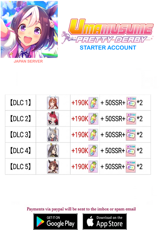 [JAPAN SERVER] ??? + Gems Uma Musume Pretty Derby Starter Reroll Account v5
