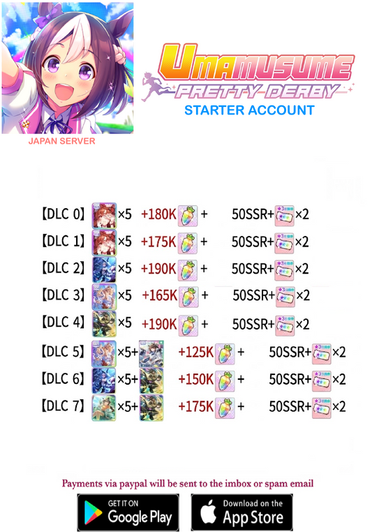 [JAPAN SERVER] ?? + Gems Uma Musume Pretty Derby Starter Reroll Account v7