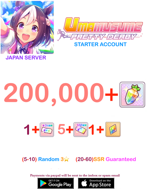 [JAPAN SERVER]  200.000 + Gems Uma Musume Pretty Derby Starter Reroll Account