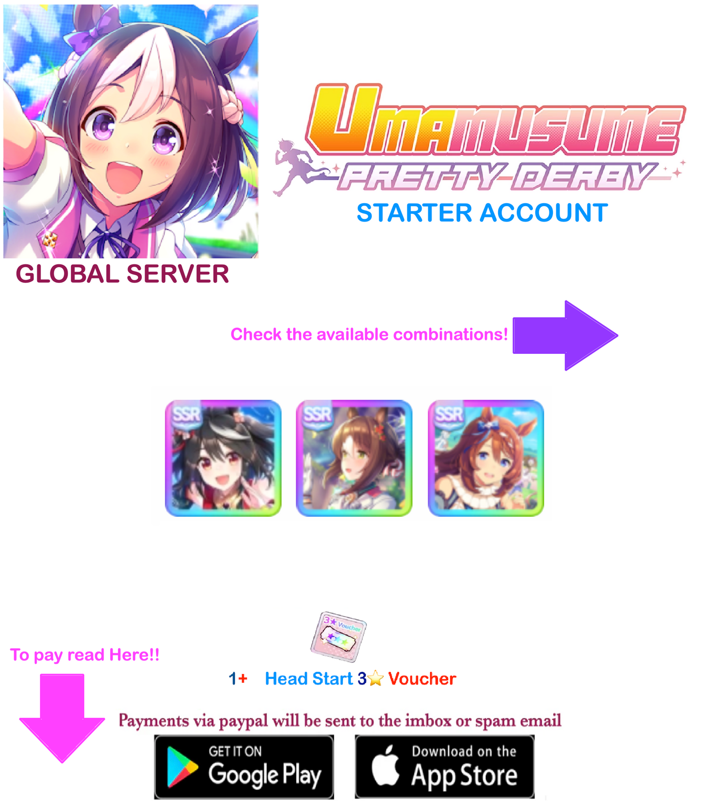 [GLOBAL SERVER]  ??  + Gems + x ??  Kitasan  Black Card + Super Creek  + Fine Motion   Uma  Musume Pretty Derby Starter Reroll Account