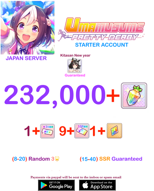 [JAPAN SERVER]  232.000 + Gems Uma Musume Pretty Derby Starter Reroll Account
