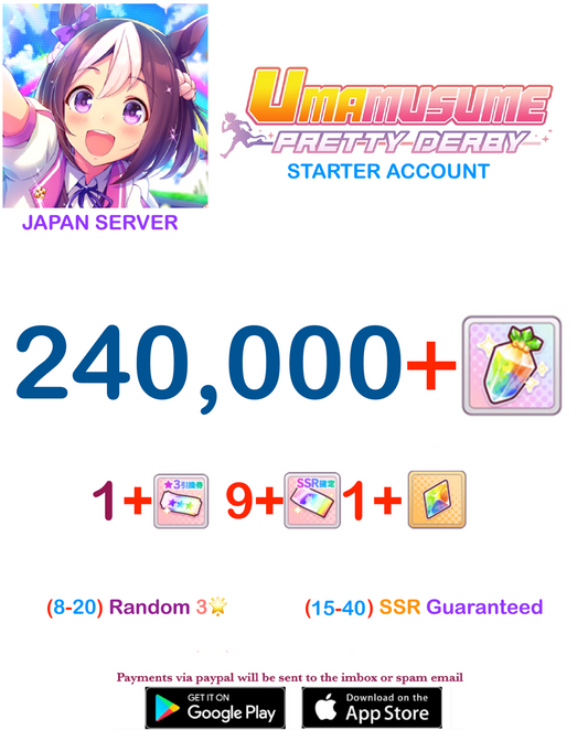 [JAPAN SERVER]  240.000 + Gems Uma Musume Pretty Derby Starter Reroll Account
