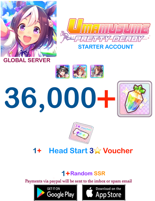 [GLOBAL SERVER] ⭐36000+ Gems⭐  Uma Musume Pretty Derby Starter Reroll Account v4