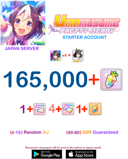 [JAPAN SERVER] 165000 + Gems Uma Musume Pretty Derby Starter Reroll Account v4