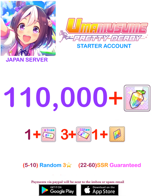 [JAPAN SERVER]  110.000 + Gems Uma Musume Pretty Derby Starter Reroll Account (BUY 2 - GET 3)