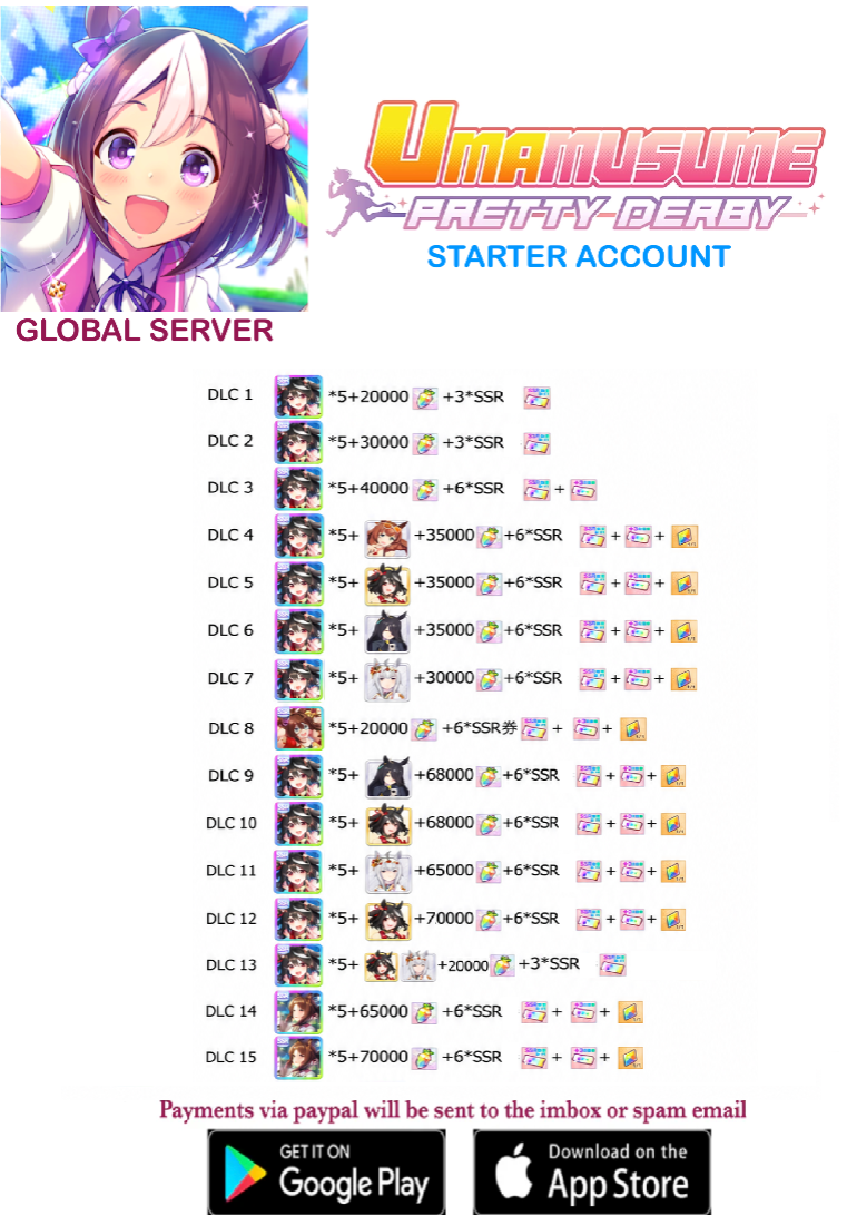 [GLOBAL SERVER]  ??  + Gems + x ??  Uma  Musume Pretty Derby Starter Reroll Account v2