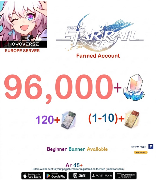 [Europe  Server] 96,000+ Jades   Honkai Star Rail Farmed Account