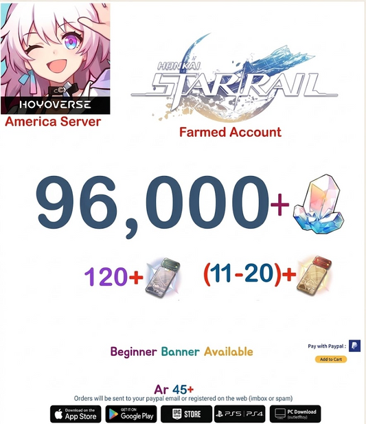 [America  Server] 96,000+ Jades   Honkai Star Rail Farmed Account