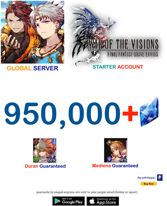 ⭐[GLOBAL SERVER][INSTANT]⭐ 95,000 Visiore - War of The Visions FFBE Fresh Starter Account