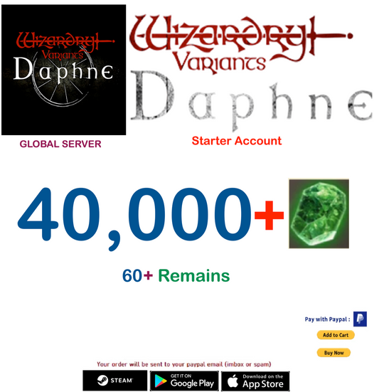 (Global Server)(INSTANT DELIVERY)  40000 Gems  Wizardry Variants Daphne  Starter Account