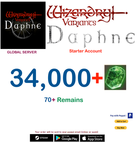 (Global Server)(INSTANT DELIVERY)  34000 Gems  Wizardry Variants Daphne  Starter Account