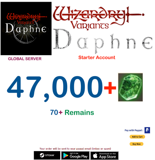 (Global Server)(INSTANT DELIVERY)  47.000 Gems  Wizardry Variants Daphne  Starter Account