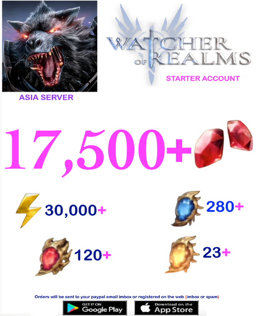 [ASIA SERVER] ?? + Gems Watcher of Realms Starter Reroll Account