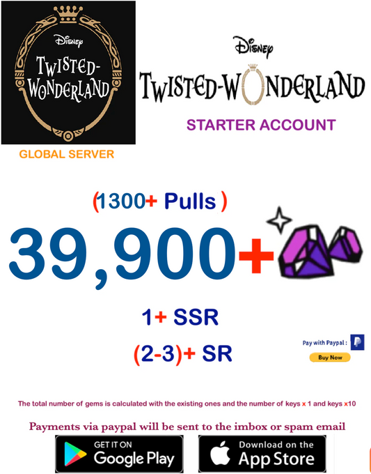 [GLOBAL SERVER/INSTANT DELIVERY] 39,900 Gems  Disney Twisted Wonderland Starter Account