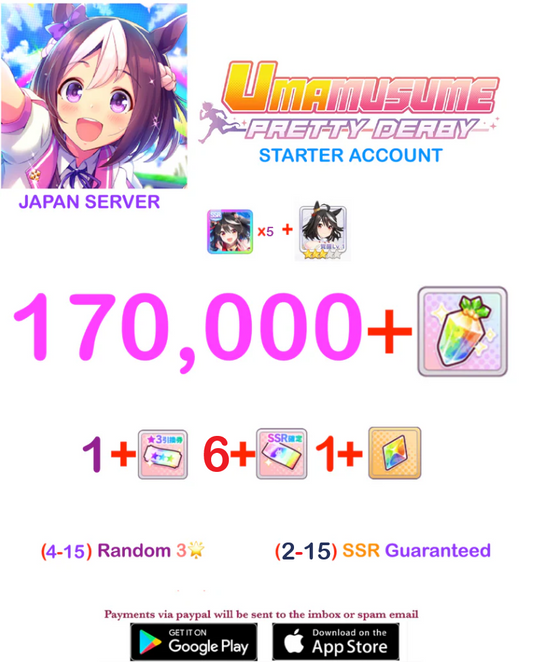 [JAPAN SERVER] 170000 + Gems Uma Musume Pretty Derby Starter Reroll Account v4