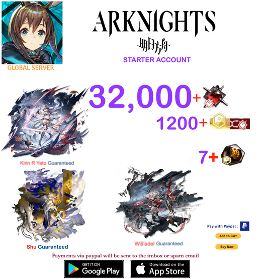 [Global Server] 32,000 +Orundum + Wisadel+Shu+Kirin R Yato  Arknights Starter Account v3