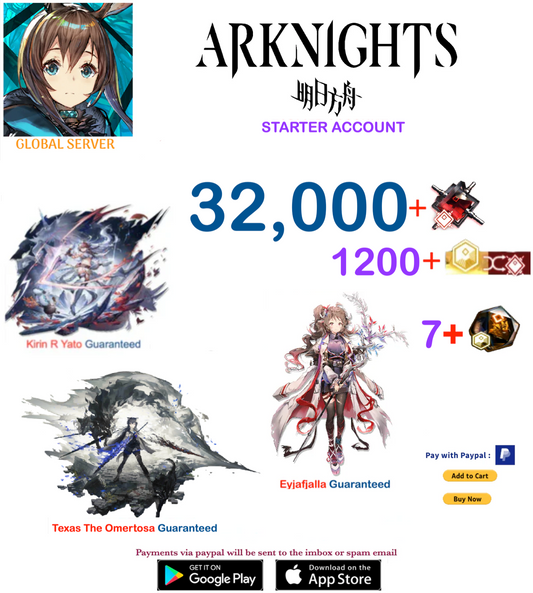 [Global Server] 32,000 +Orundum + Texas the Omertosa  -    Arknights Starter Account