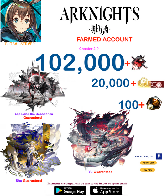 [Global Server] 102,000 +Orundum + Exusiai the New Covenant  Arknights Farmed Account v3